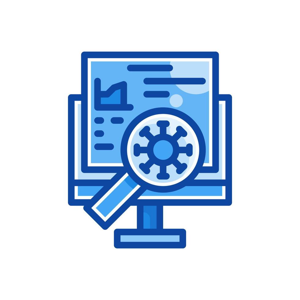 virus search filled line style icon vector