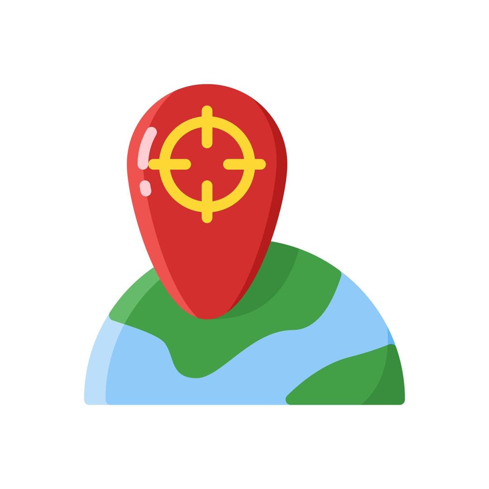 icono de estilo plano de ubicación global vector