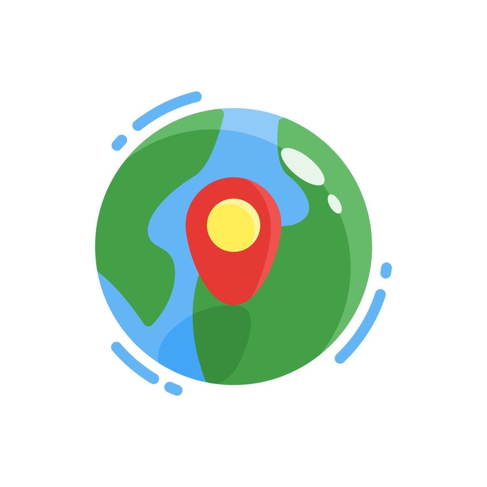 icono de estilo plano de ubicación global vector