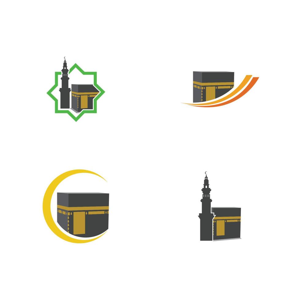 Plantilla de diseño de ilustración de logotipo de símbolo de la meca de Kaaba vector