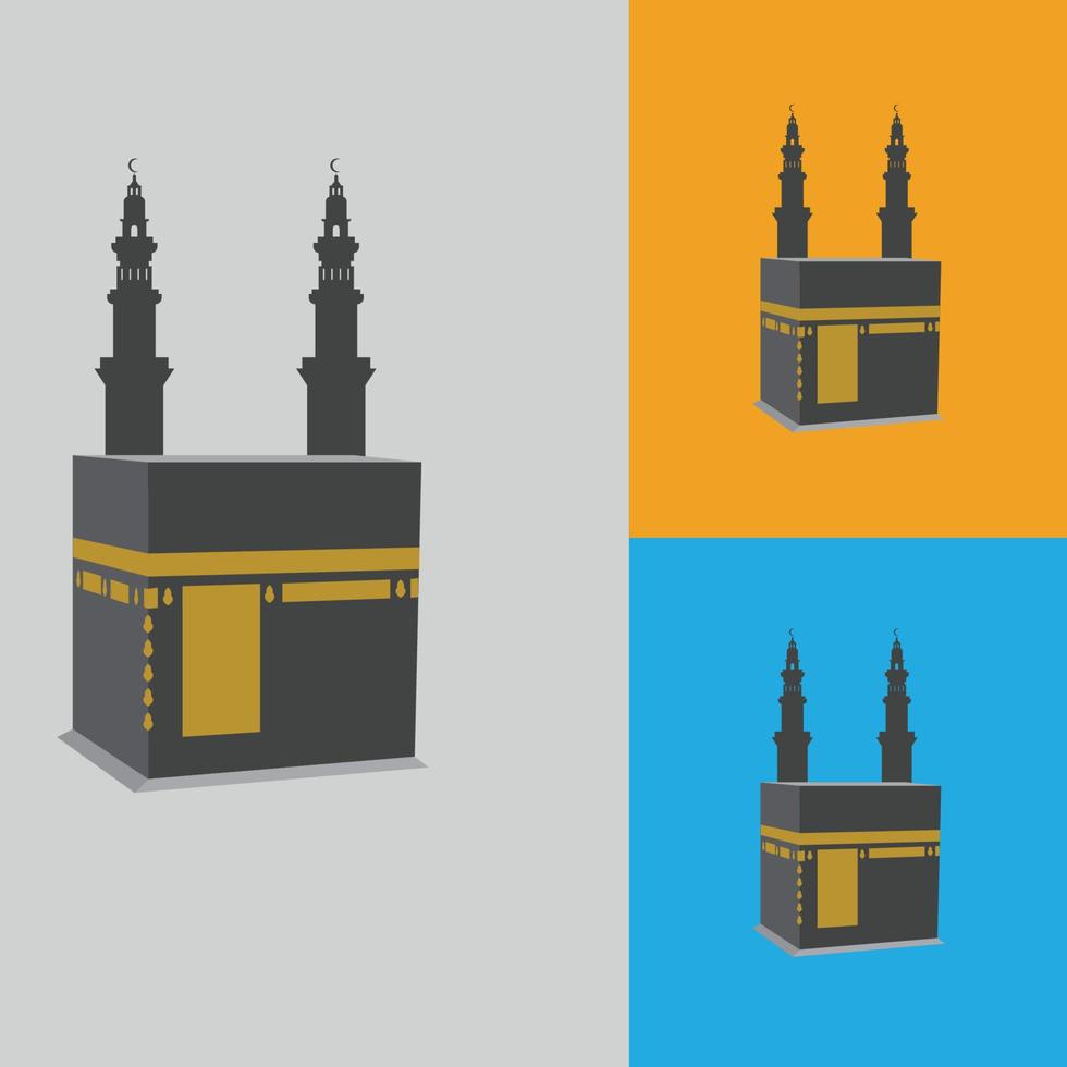 Plantilla de diseño de ilustración de logotipo de símbolo de la meca de Kaaba vector