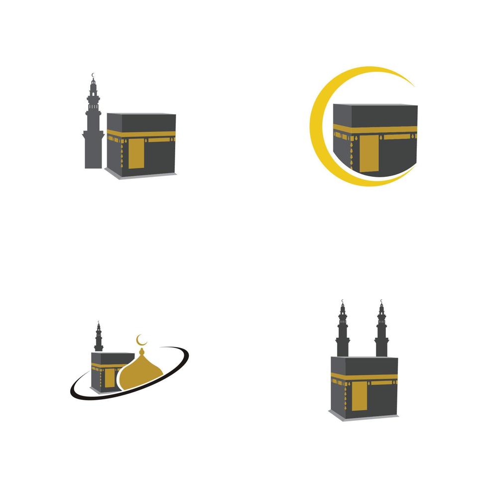 Plantilla de diseño de ilustración de logotipo de símbolo de la meca de Kaaba vector