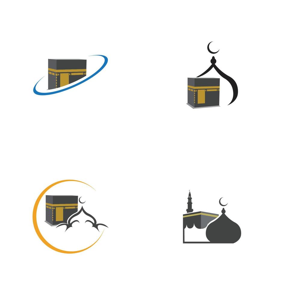 Plantilla de diseño de ilustración de logotipo de símbolo de la meca de Kaaba vector