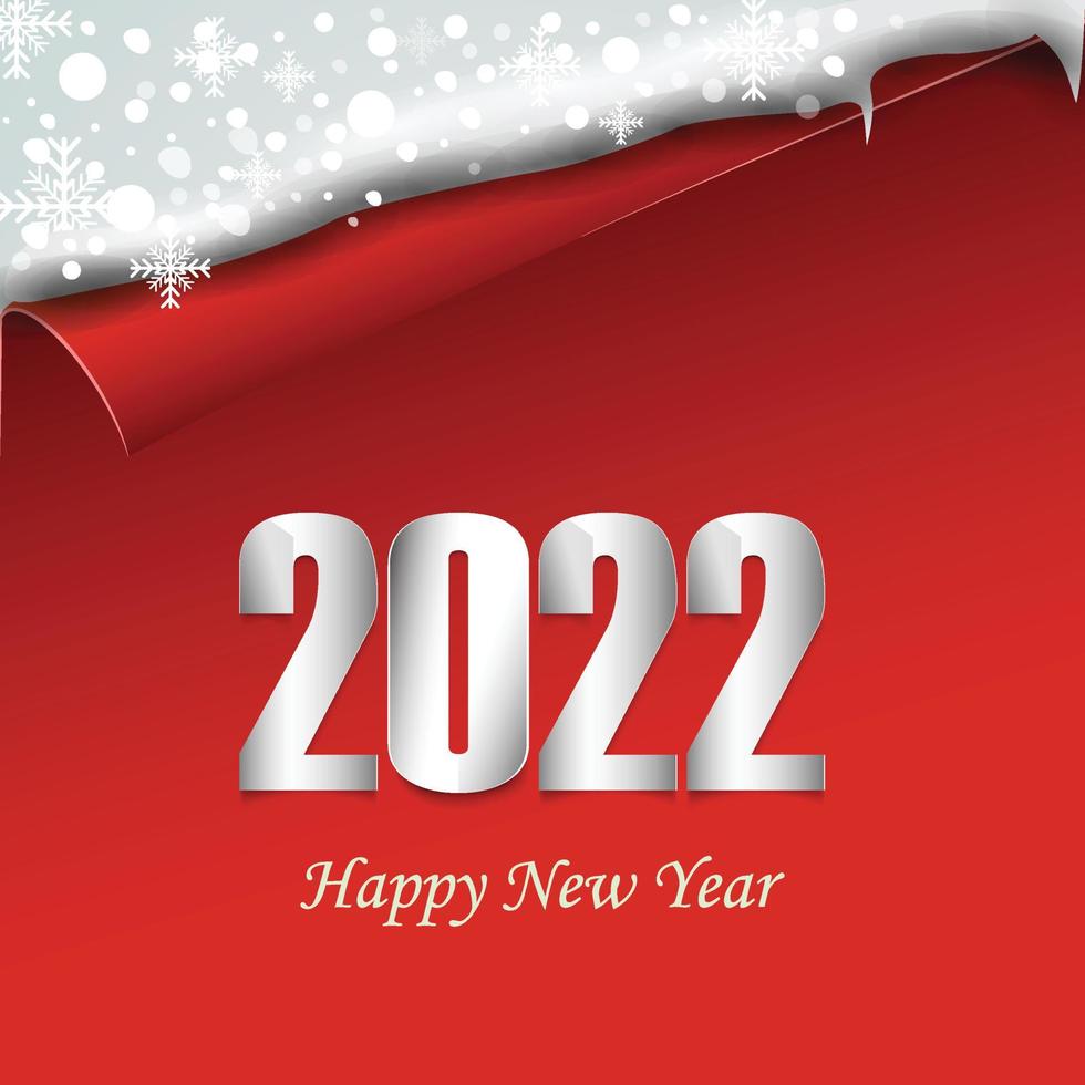 Tarjeta de felicitación de feliz año nuevo 2022 con copo de nieve navideño vector