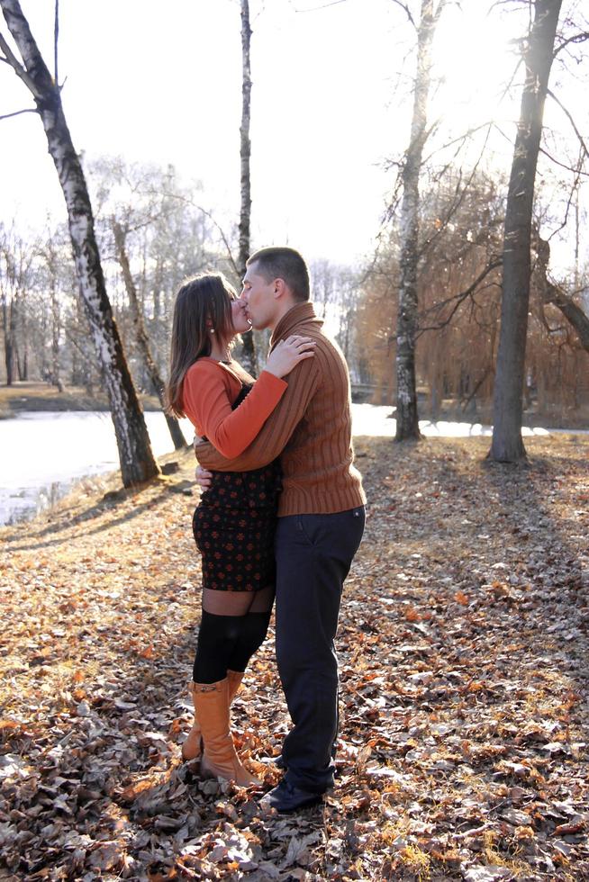 Happy woman hugs her husband on Valentine's day photo