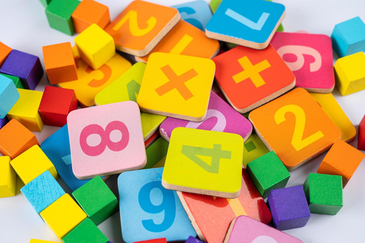 Math number colorful on white background, education study mathematics learning teach concept. photo