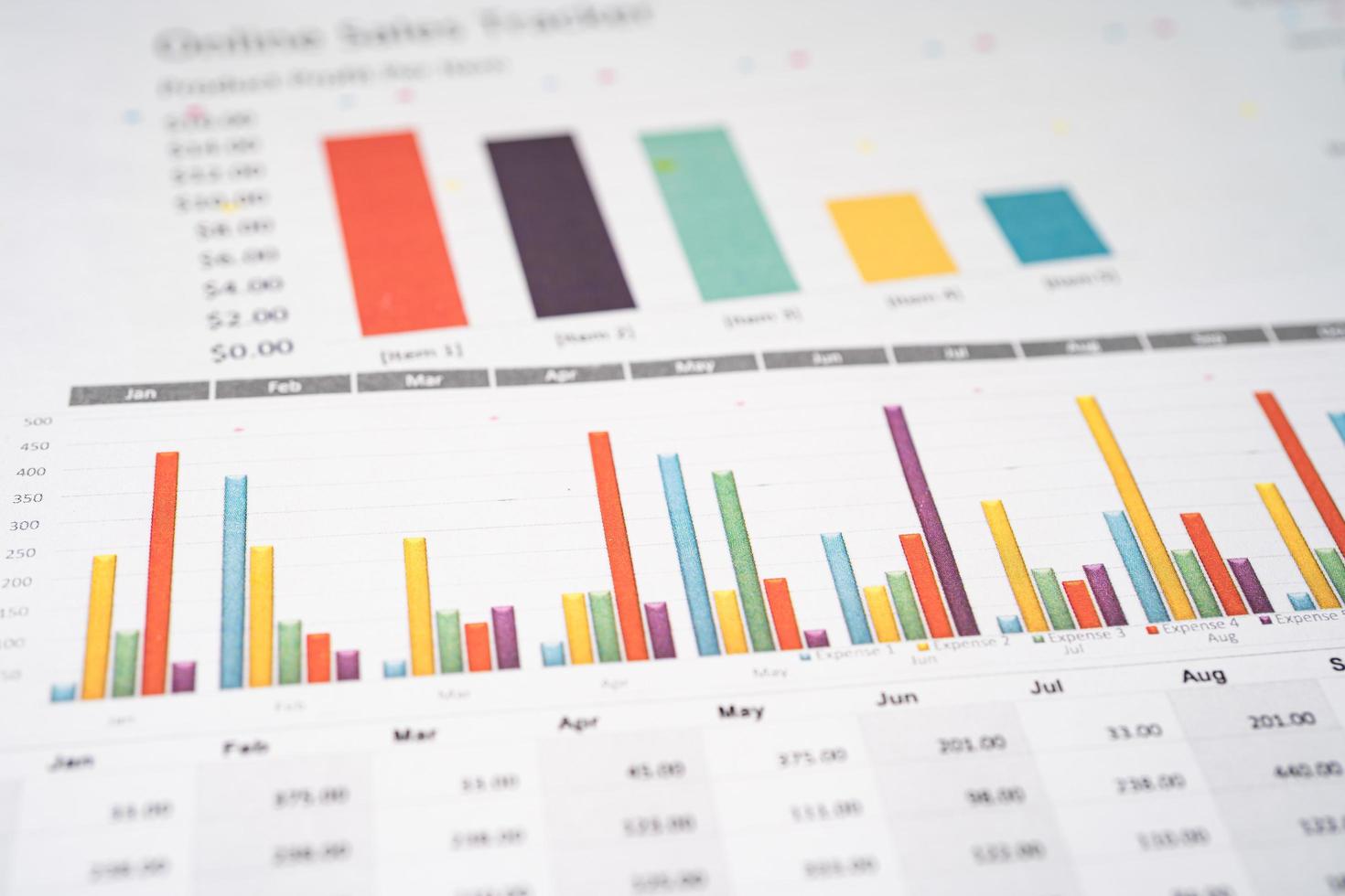 Charts Graphs paper. Financial development, Banking Account, Statistics, Investment Analytic research data economy, Stock exchange Business office company meeting concept. photo
