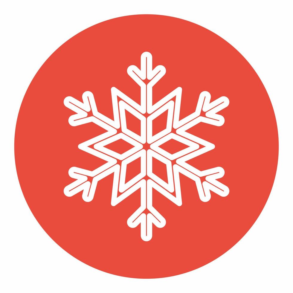 icono de copo de nieve estilo de círculo rojo vector