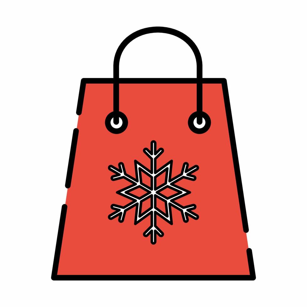 icono de bolsa de regalo estilo de línea plana vector