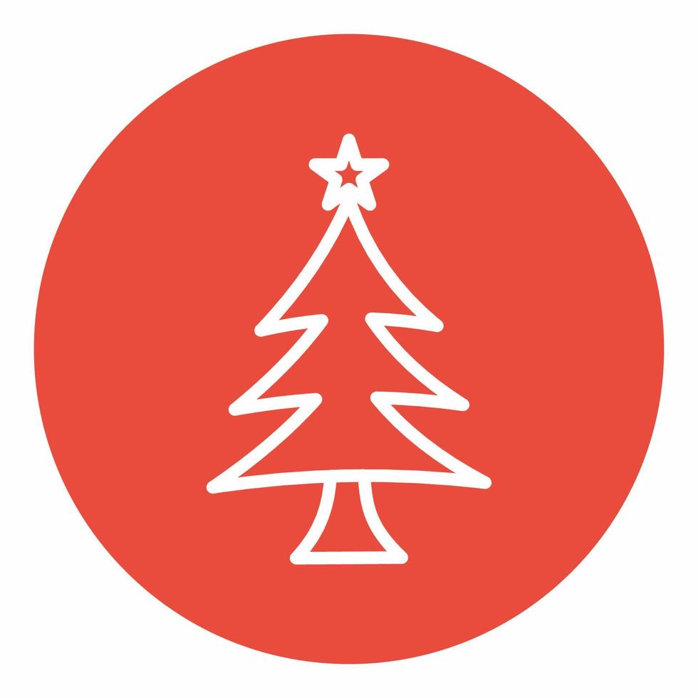 icono de árbol de navidad estilo de círculo rojo vector