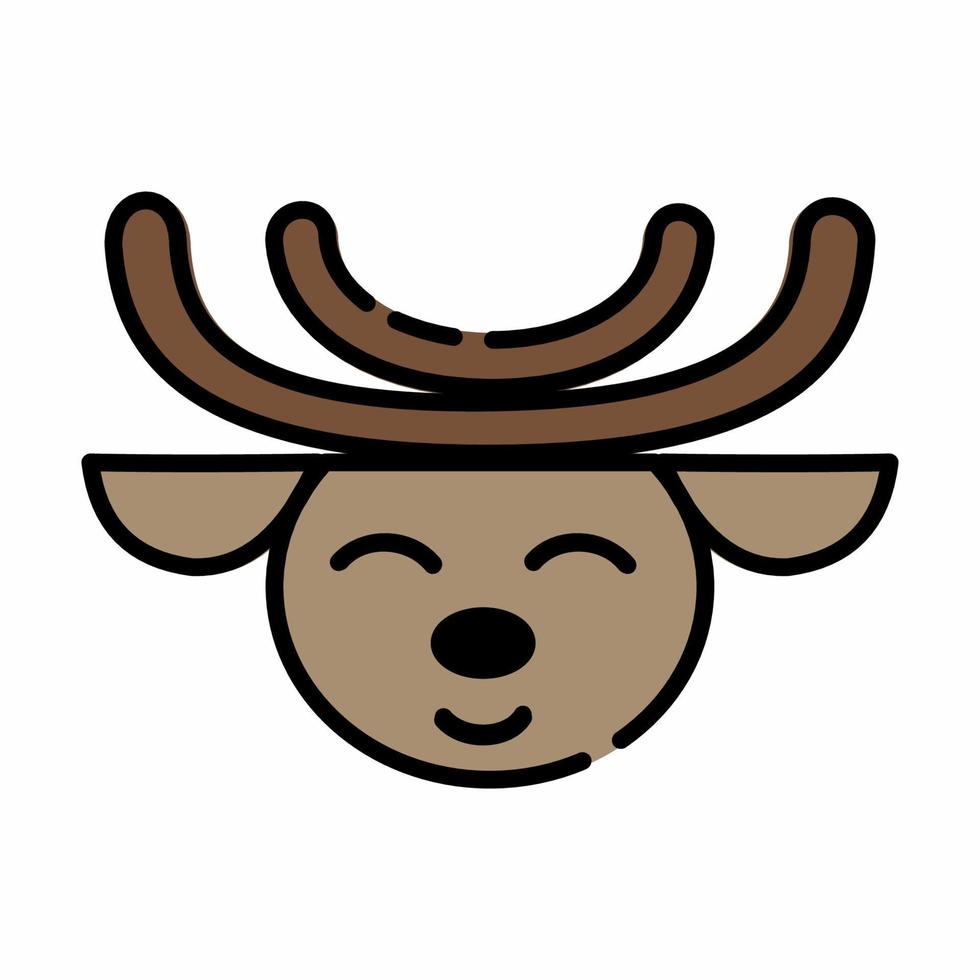 Reindeer Icon Flat Line Style vector