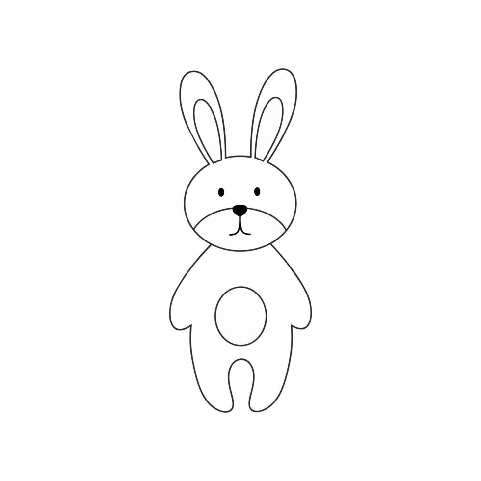 Contour illustration of a hare. Drawing a rabbit with a black line. Coloring book for a child. vector