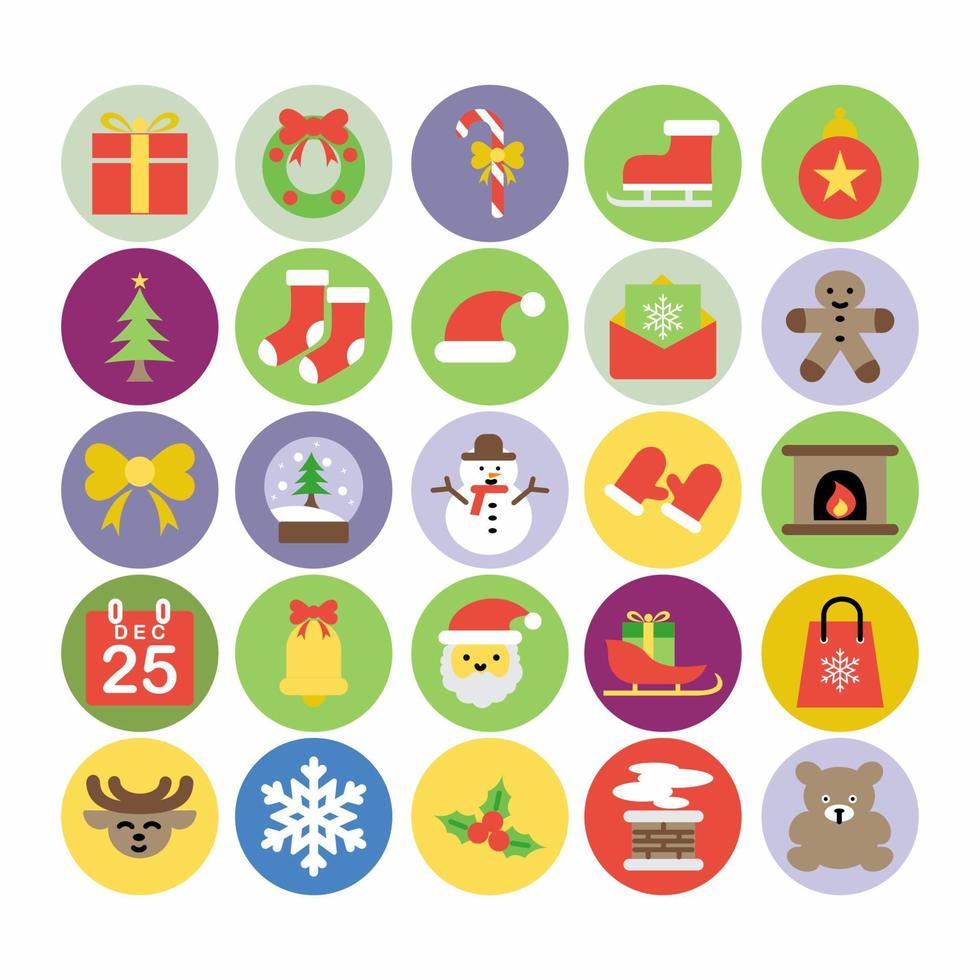 Christmas Icon Set Flat Style vector