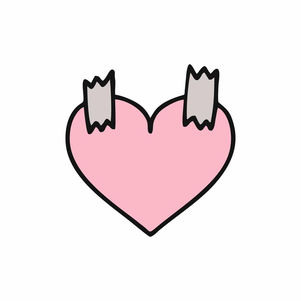 A post-it note in the shape of a heart. Vector illustration for Valentine's day in Doodle style.