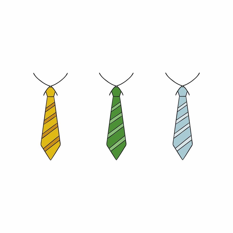 A set of men's ties drawn in the style of Doodle by hand. Isolated tie on a white background. vector