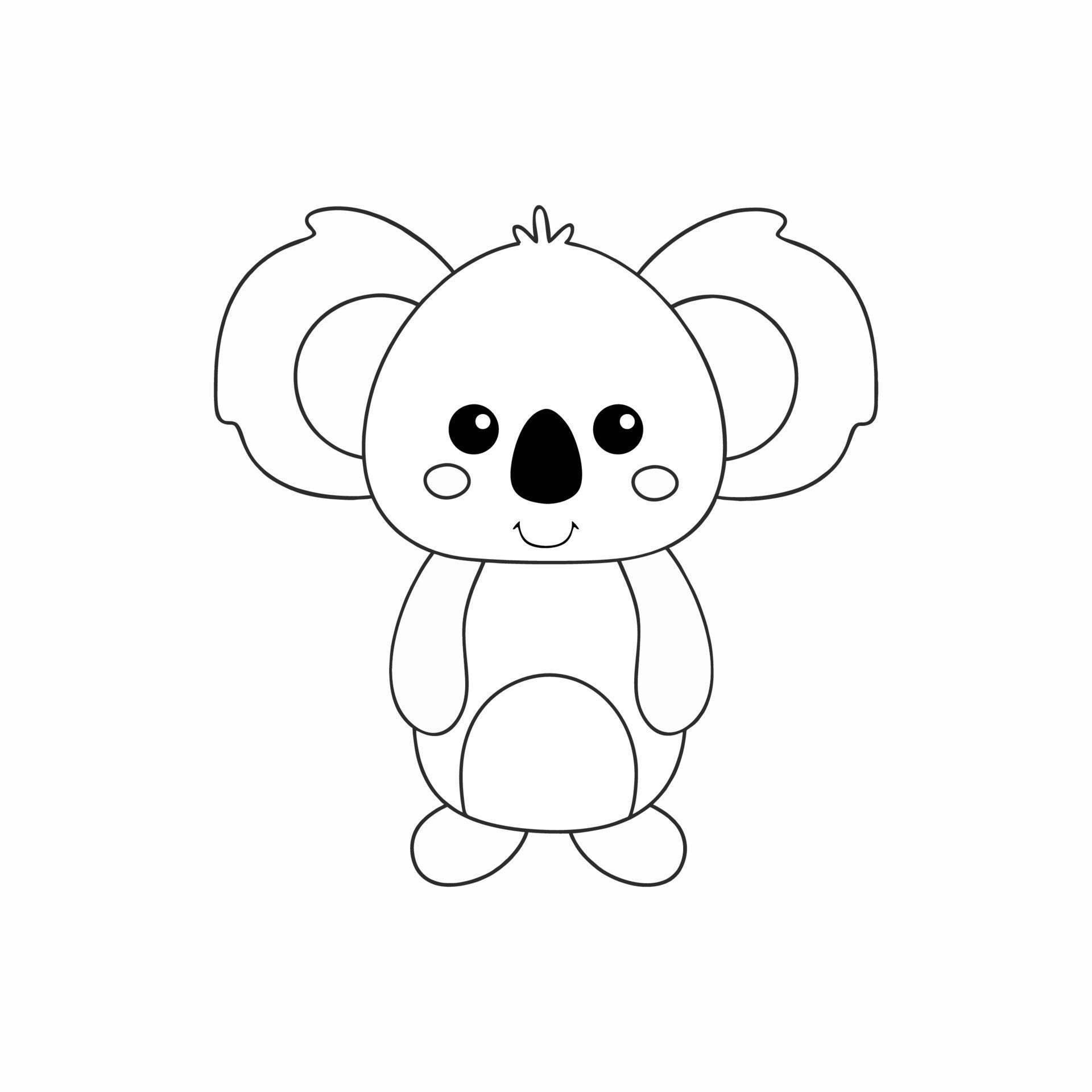 Koala drawn with a contour. Drawing a Koala with a black line. Vector