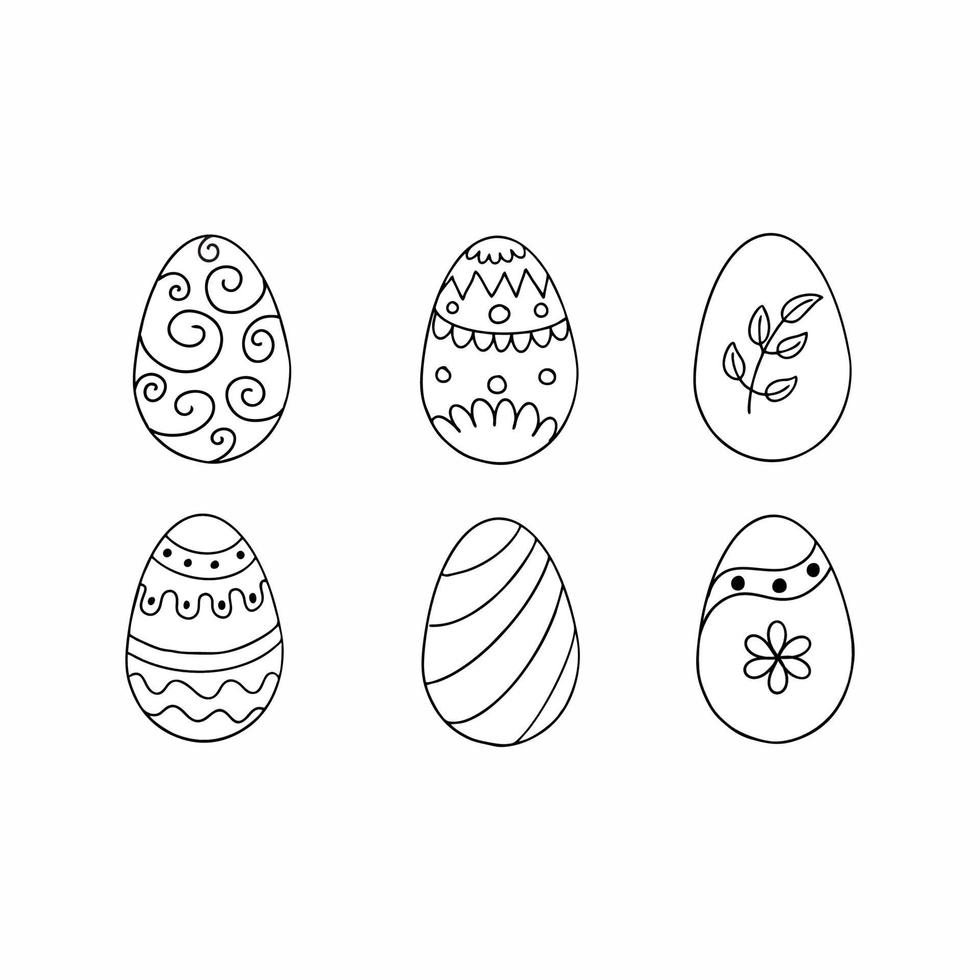 Coloring book for kids with Easter eggs. Egg hand-drawn in Doodle style. vector