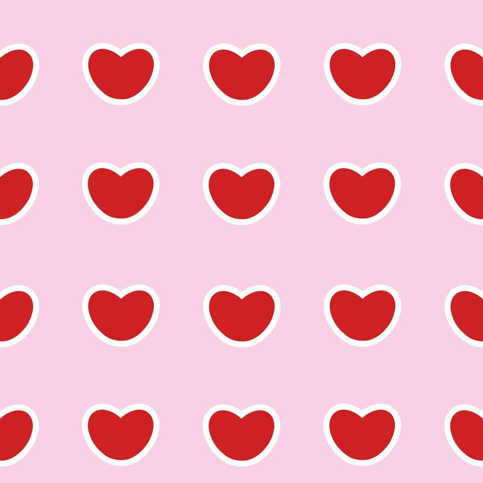 A beautiful red heart with a white outline. Endless seamless background with red heart. Pattern for Valentine's day. Wallpaper for textiles, tailoring, printing on fabric. vector