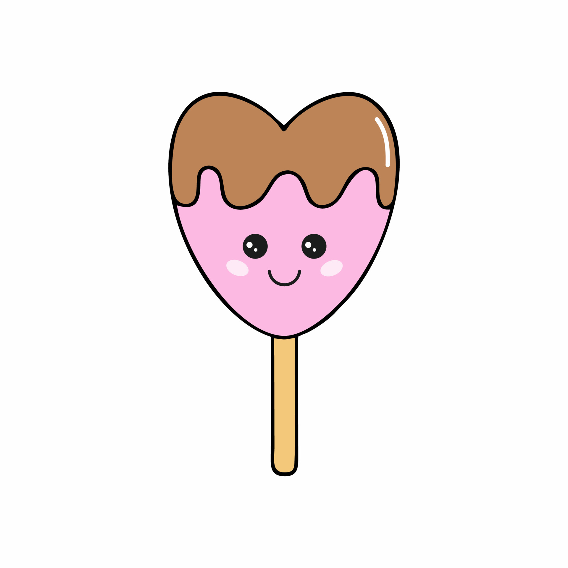 Cute ice cream in the shape of a heart. Ice cream with chocolate icing