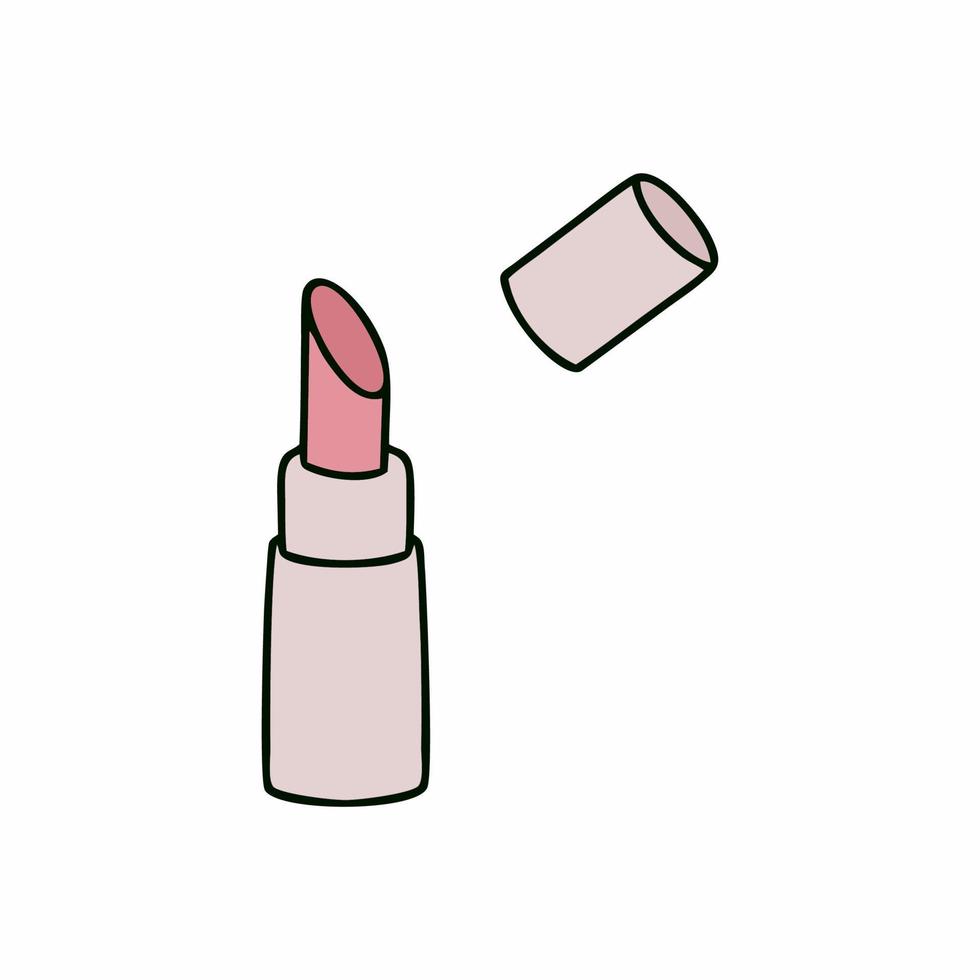 lipstick in the style of doodle. Cosmetics for lip care. vector