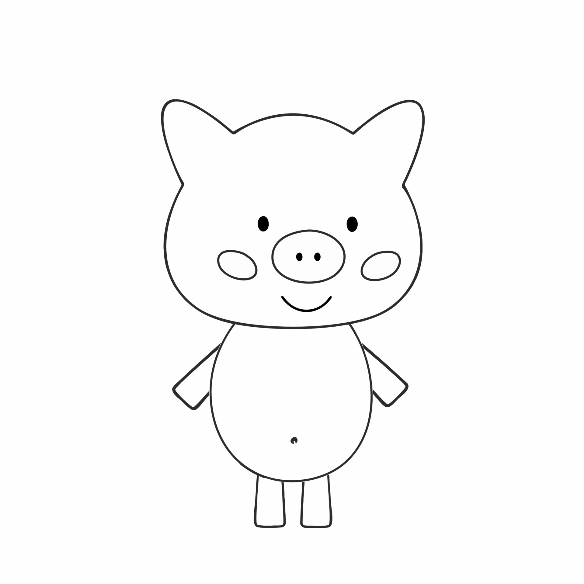 un cerdo dibujado con un contorno. dibujo de un lechón con una línea