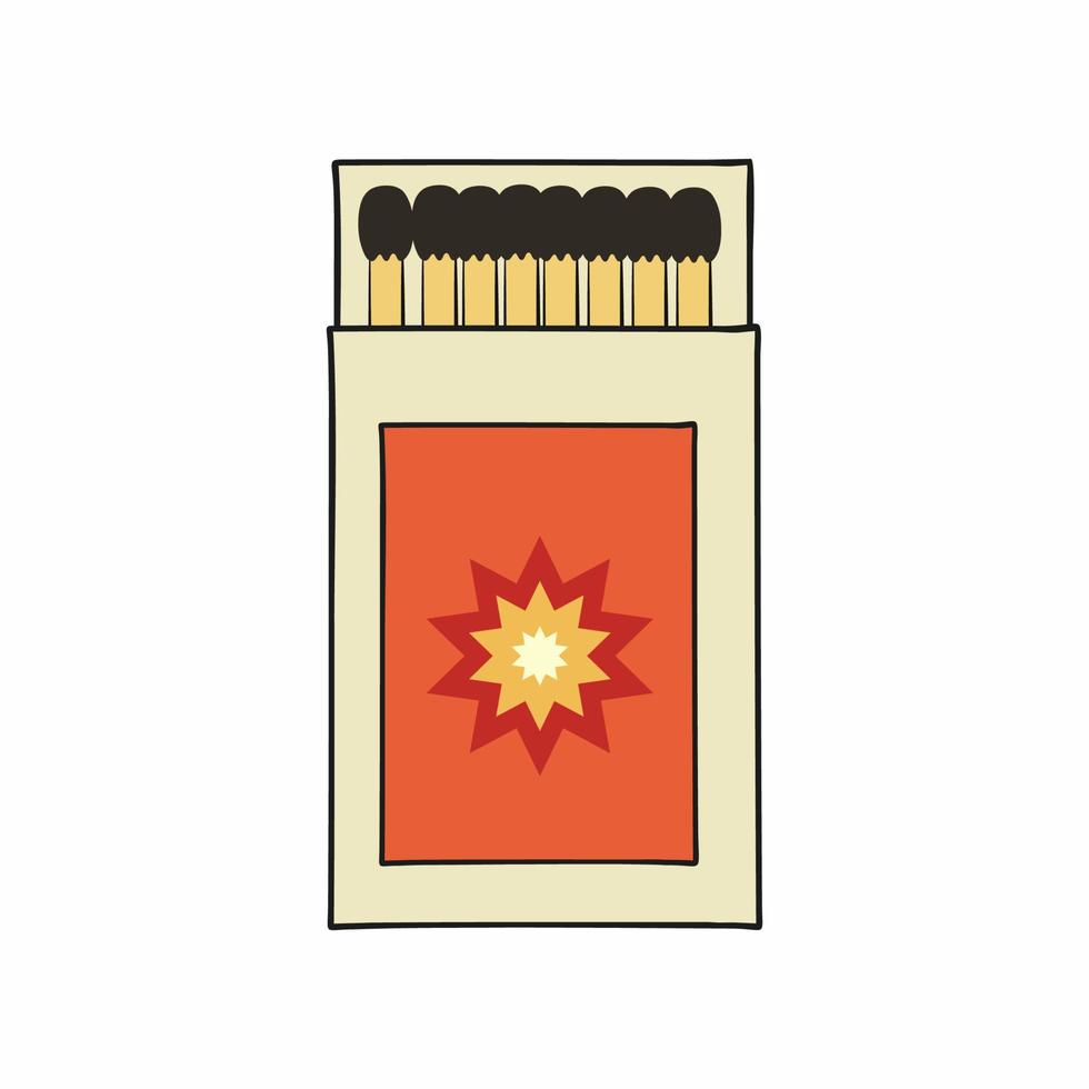 A matchbox with matches. Vector flat illustration on a white background.