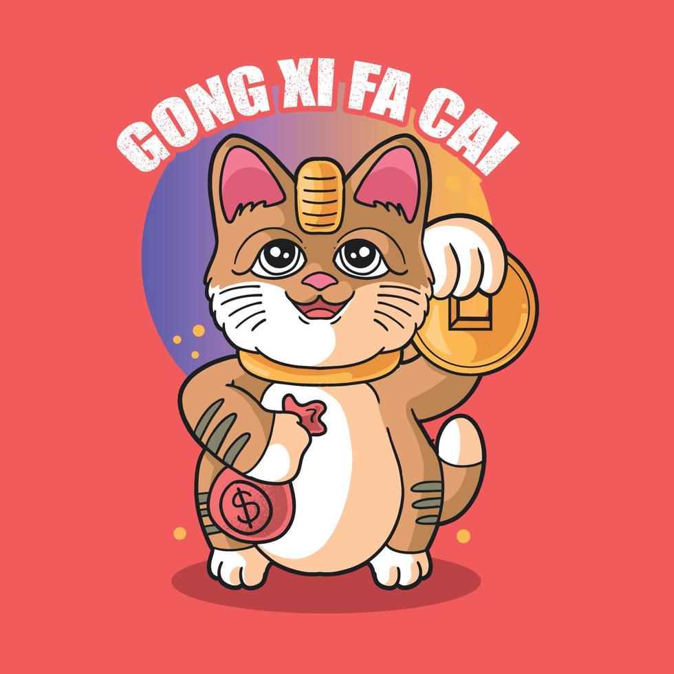 Cute Cat Chinese New Year Concept vector