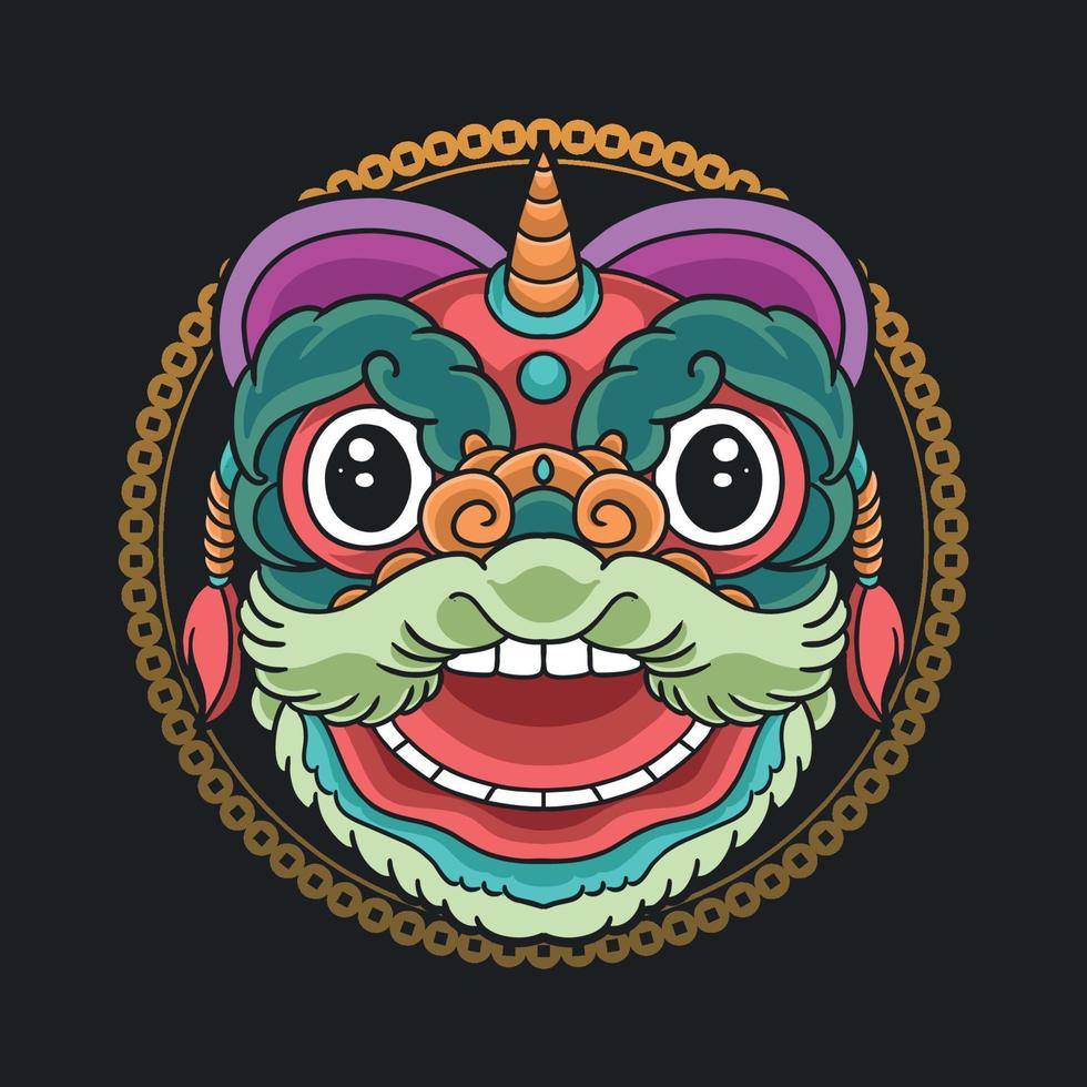Lion Dance Head Chinese New Year vector
