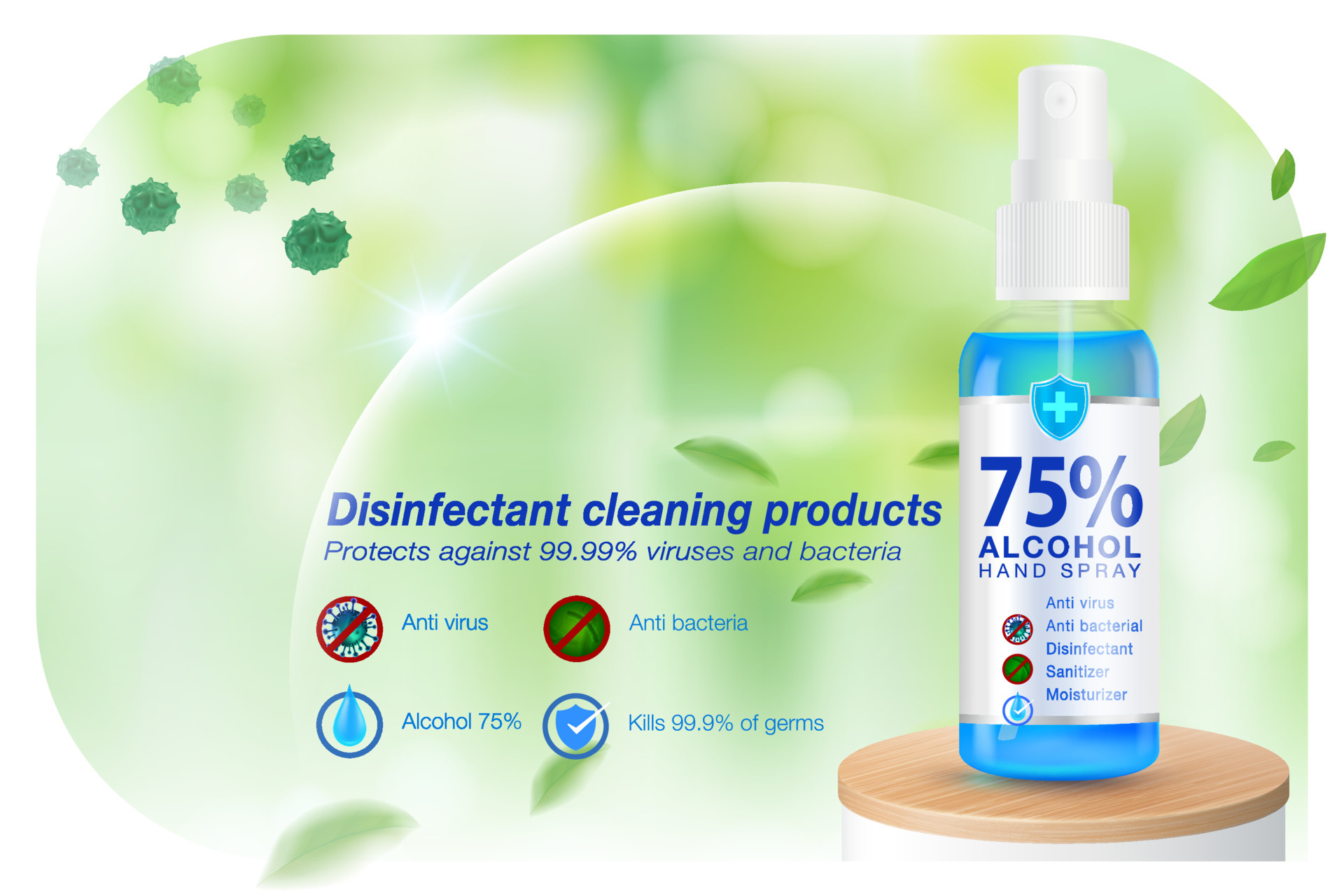 Ads Disinfectant cleaning products hand sanitizer spray alcohol