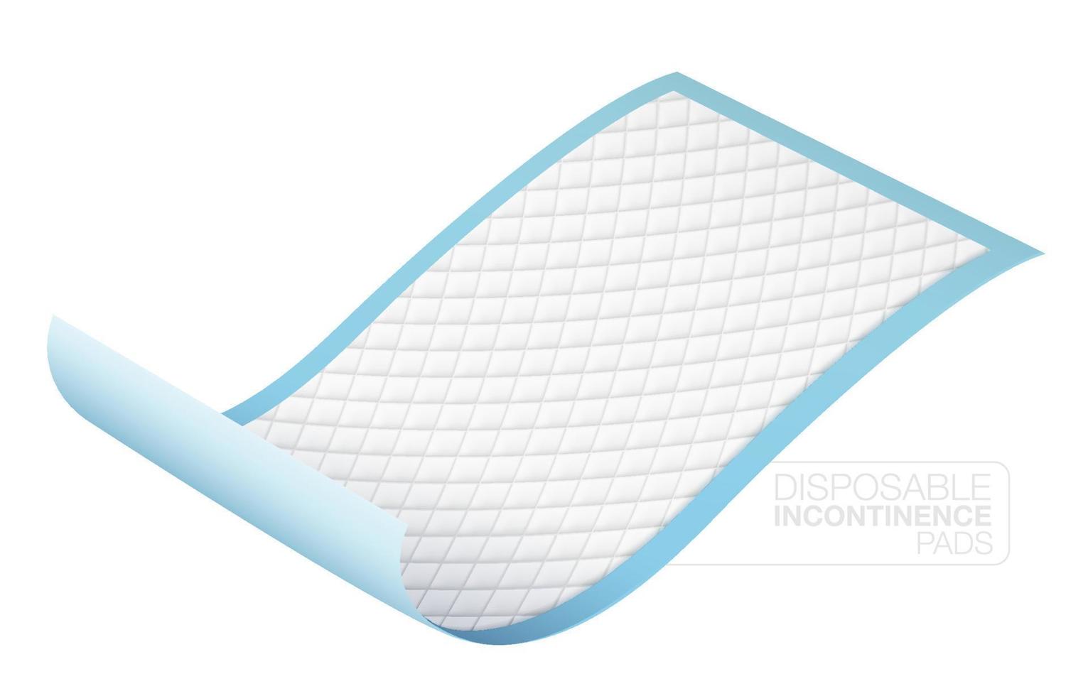 Disposable Bed Pads for Incontinence Used to protect adult feces and dirt. at the patient's bed Disposable Incontinence Pads Isolated on White Background. Realistic EPS file vector