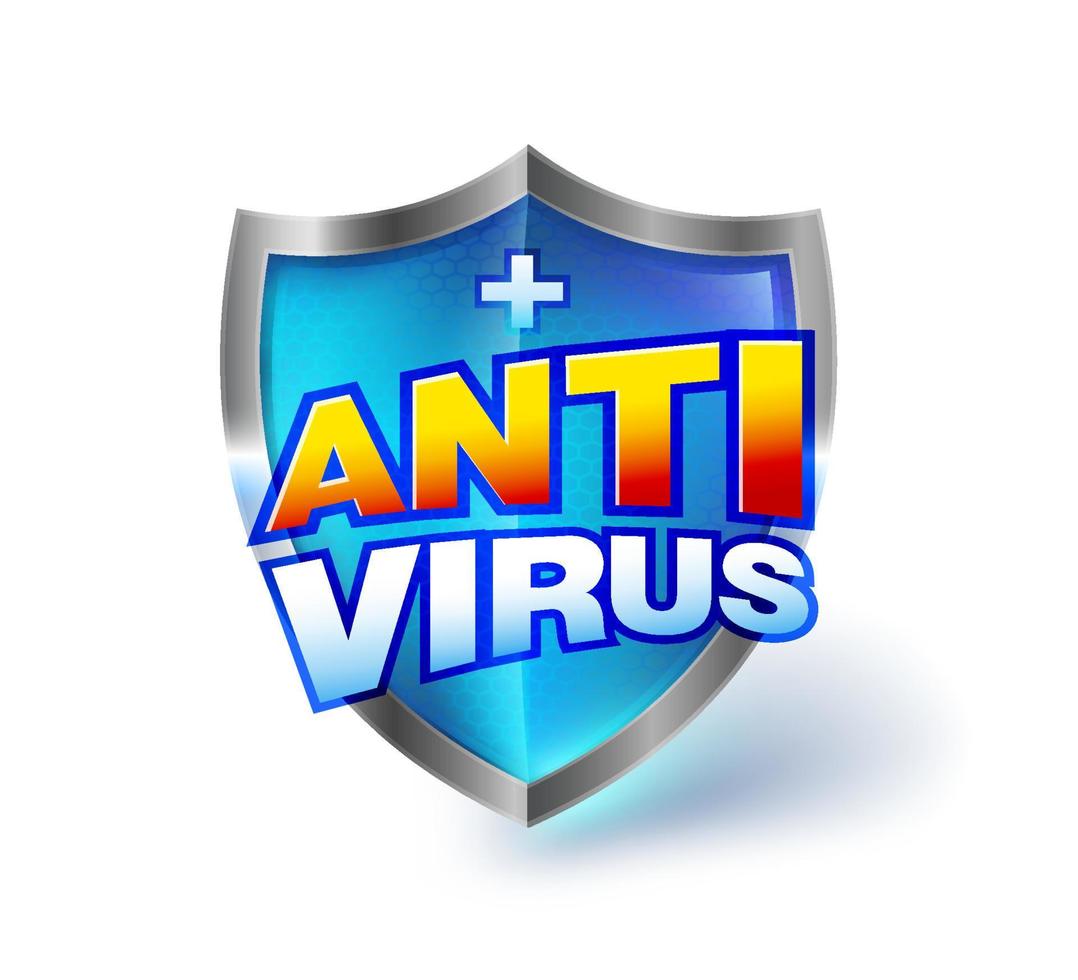 escudo de cristal azul cristalino protegido. antivirus y antibacteriano sobre fondo blanco. concepto de tecnología futurista firewall medicina equipos médicos. archivo realista. vector