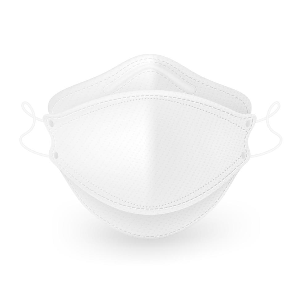 El patrón de máscara médica kf94 3d proporciona una excelente protección contra virus, bacterias, polvo y olores. archivo realista. vector