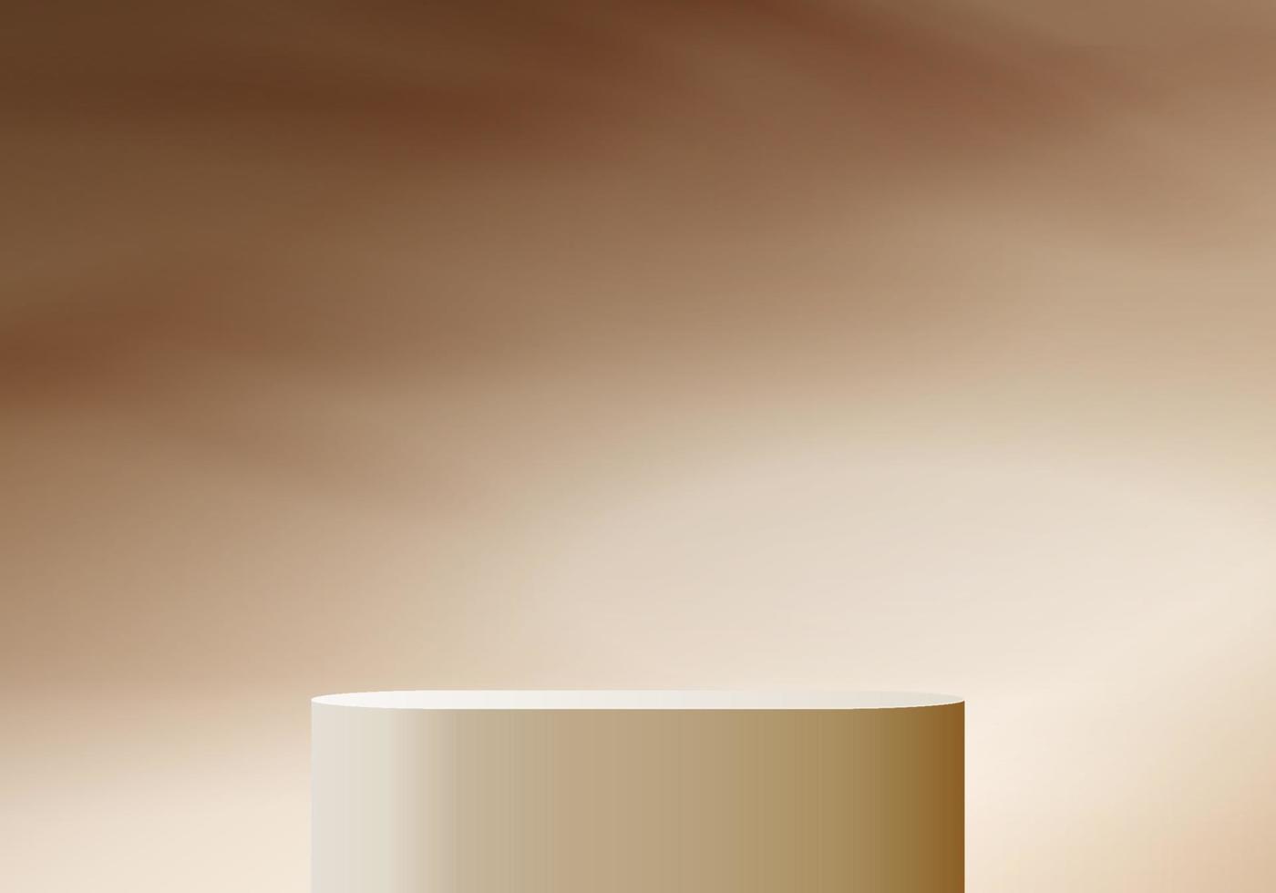 cilindro escena mínima abstracta con plataforma geométrica. Representación 3d del vector del fondo del verano con el podio. Stand para mostrar productos cosméticos. escaparate de escenario en pedestal moderno estudio 3d beige pastel