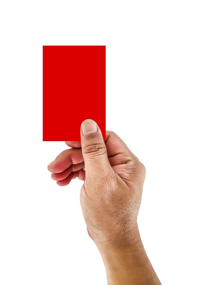 isolated image of right hand showing a red card photo