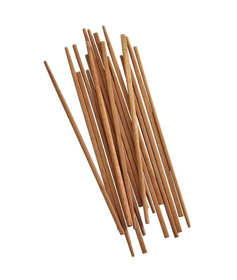 Group of wooden chopstick on white background photo