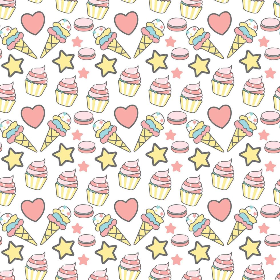 ice Cream and love Seamless Pattern Design vector