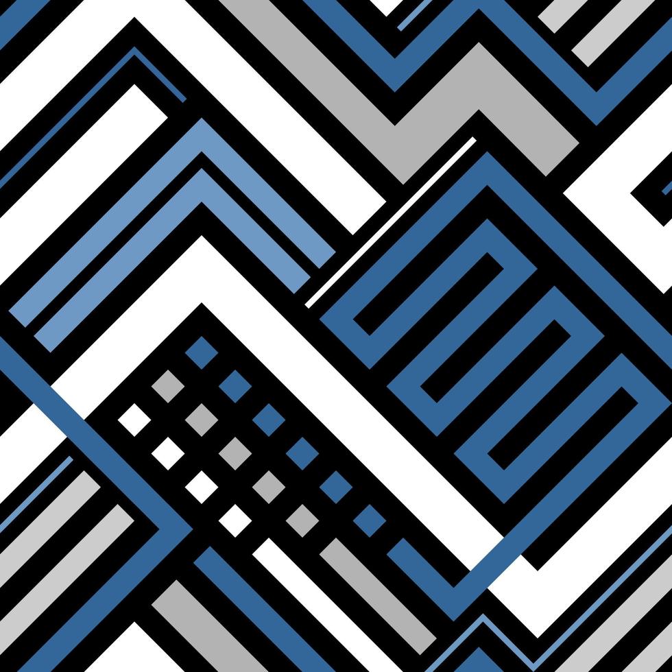 Black seamless vector background with blue geometric pattern