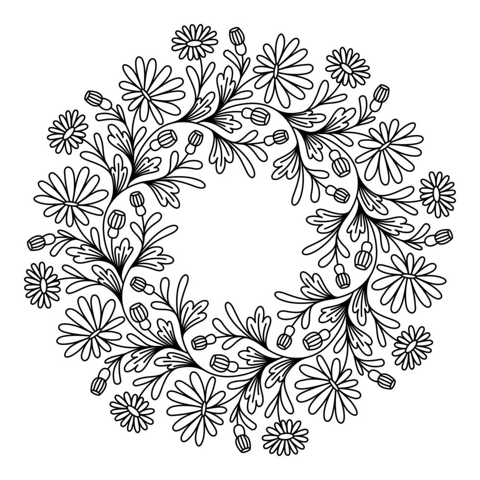 colorante vectorial en forma de mandala de flores redondas vector