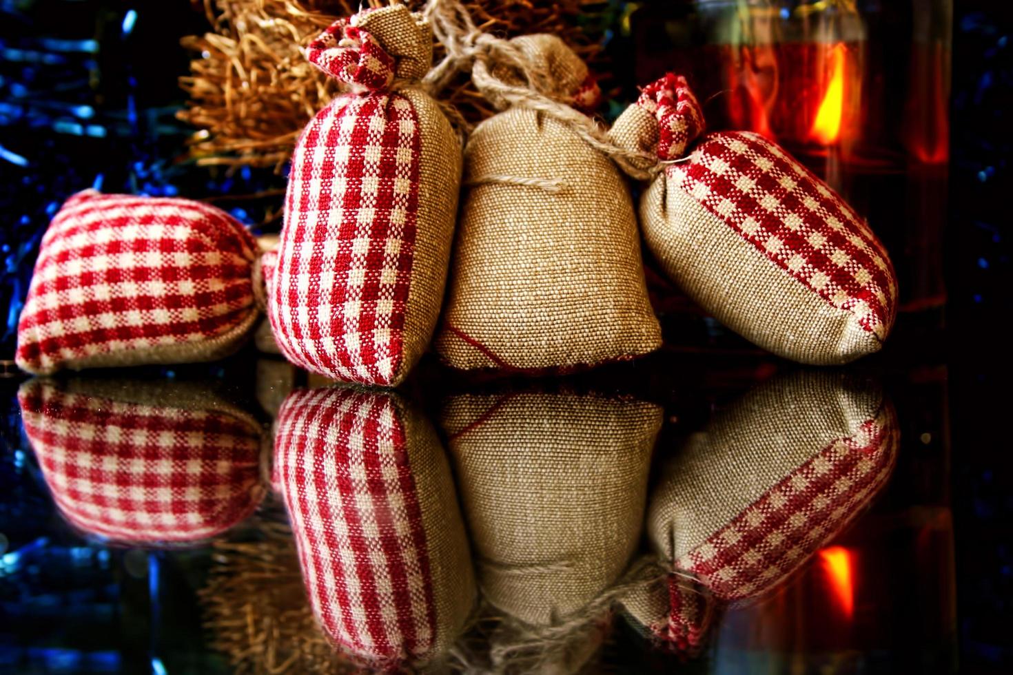 Christmas sketch with candle and gifts photo