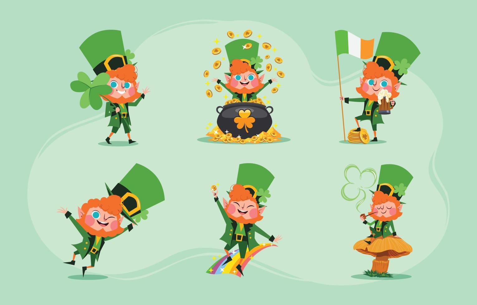 St. Patrick's Day Leprechaun Character Concept Pack vector