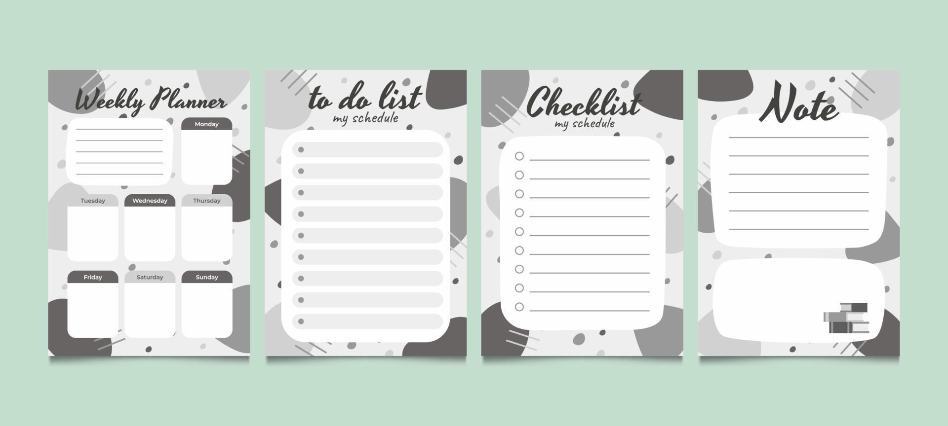 Set of Monochrome Journal Planner Background Template vector