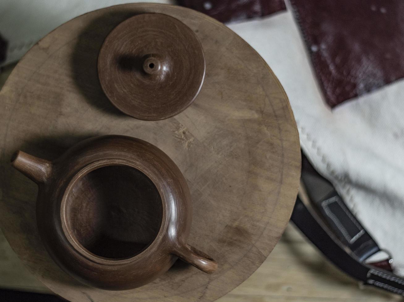 handmade teapot and lid photo