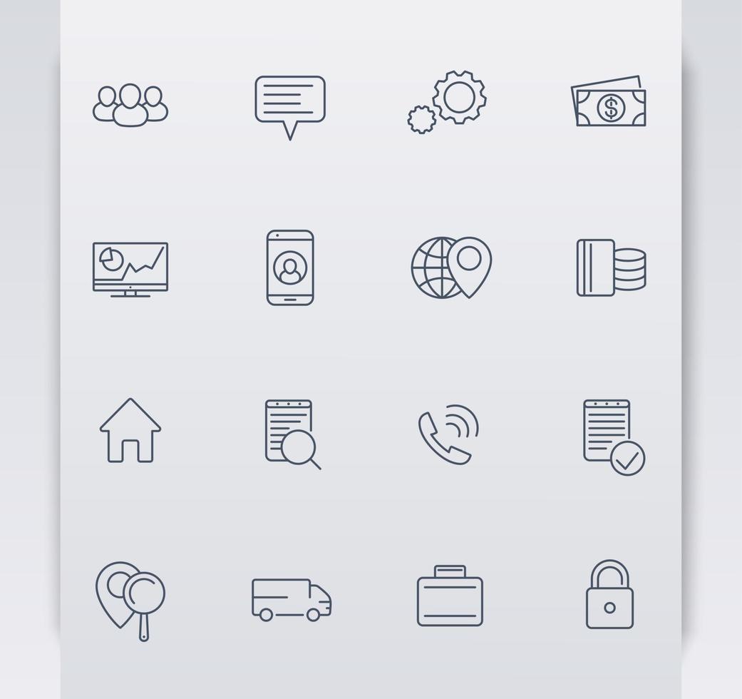 business, finance, commerce, enterprise thin line icons, vector illustration