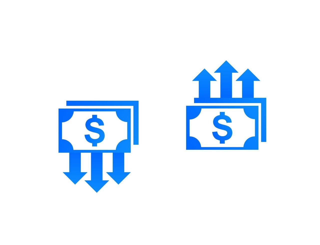 cost reduction and growth, money, finance vector icons