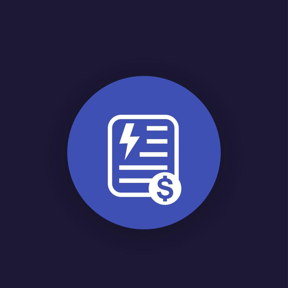 electricity utility bill icon, vector