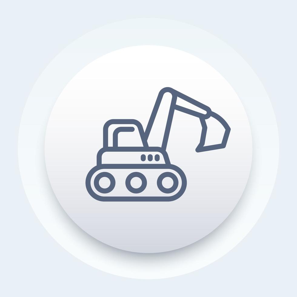 excavator line icon, construction vehicle vector