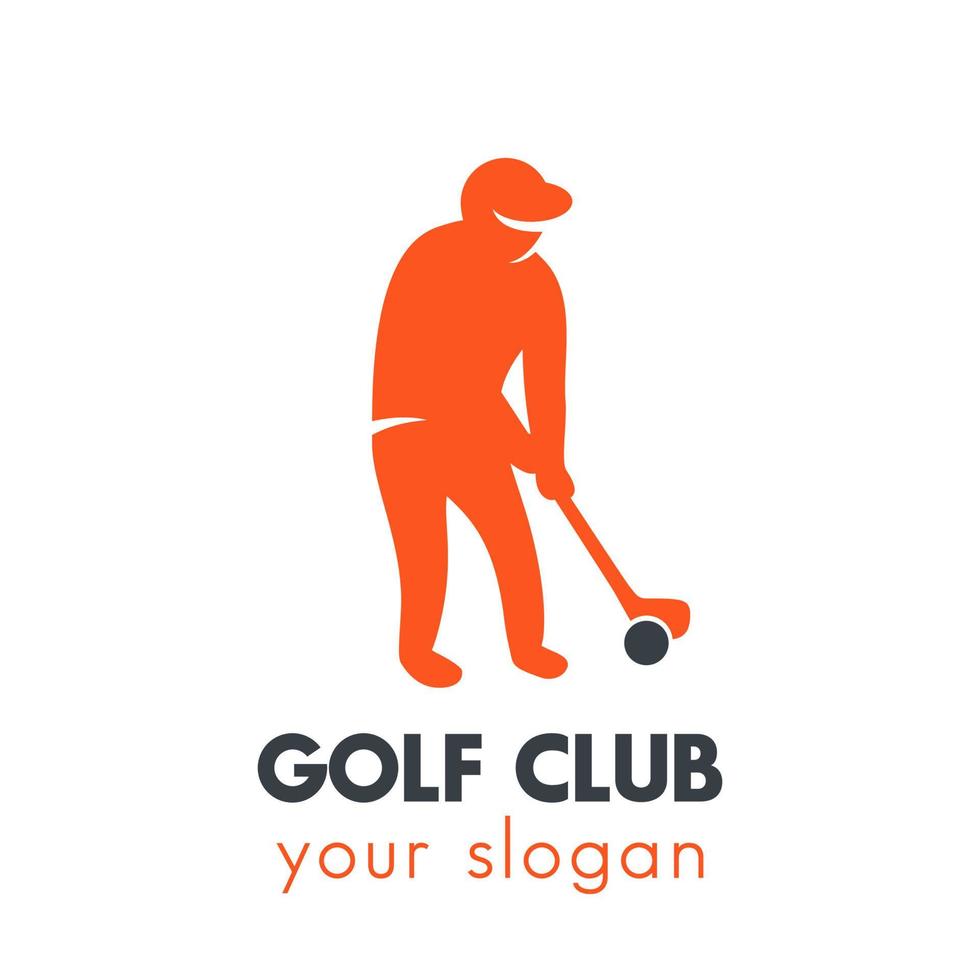 elemento de logotipo de golf, golfista con club en blanco vector