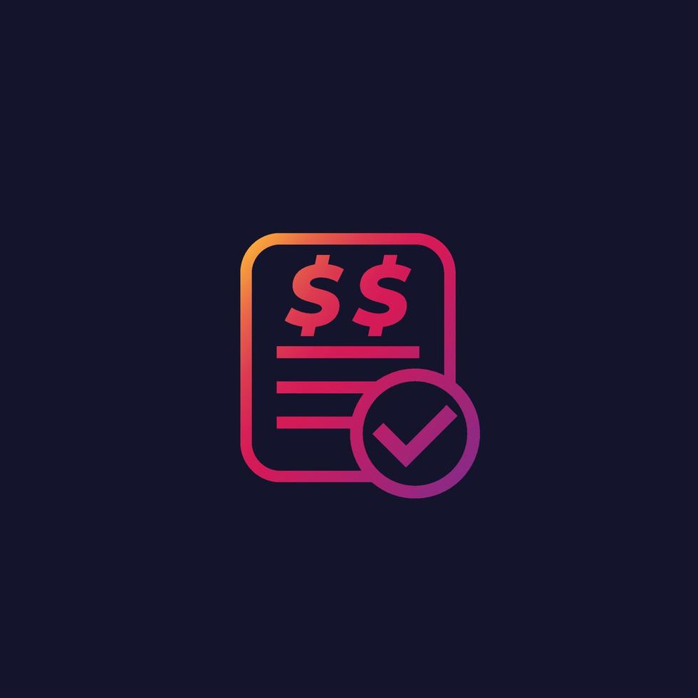 paid bill, invoice form icon vector