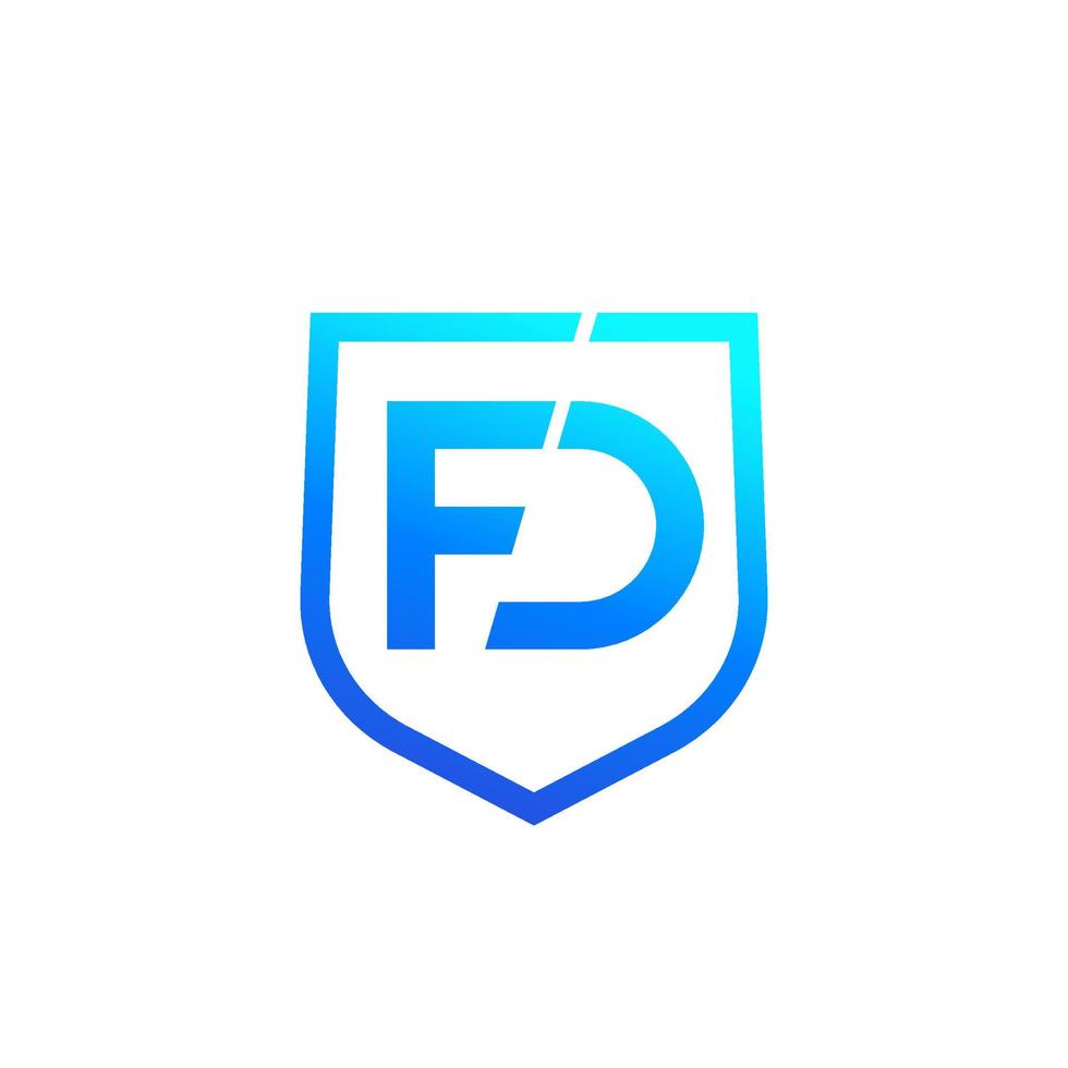 FD letters, logo design with a shield vector