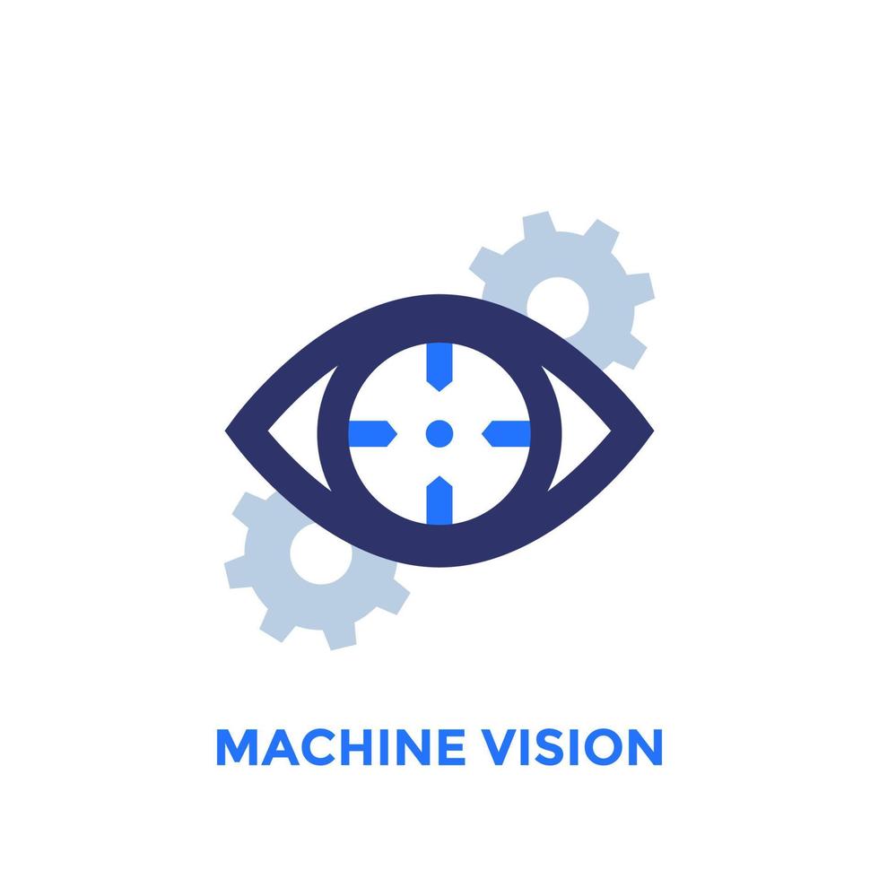 Machine vision icon with gears vector
